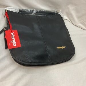 Wrangler NWT Women's Purse, Black, Shoulder Bag, Tan Inside w/Gold Accents